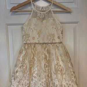 Rare Edition Cream & Gold brocade dress